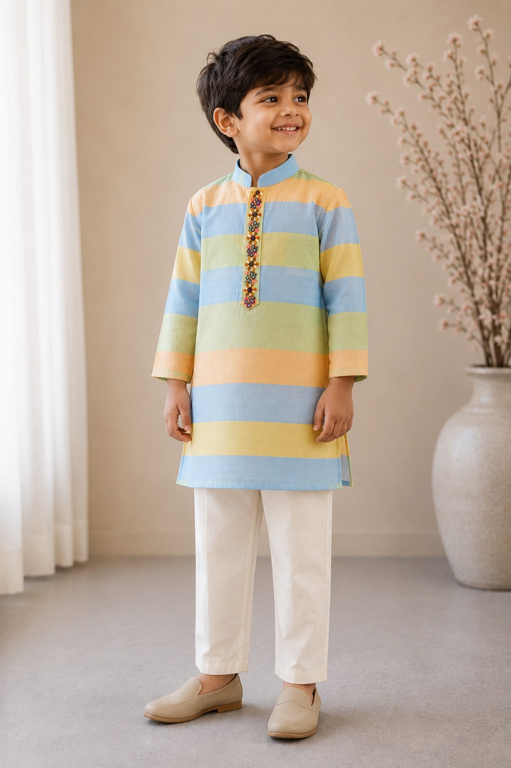 Boy Gulbahar Kurta Set - Blue