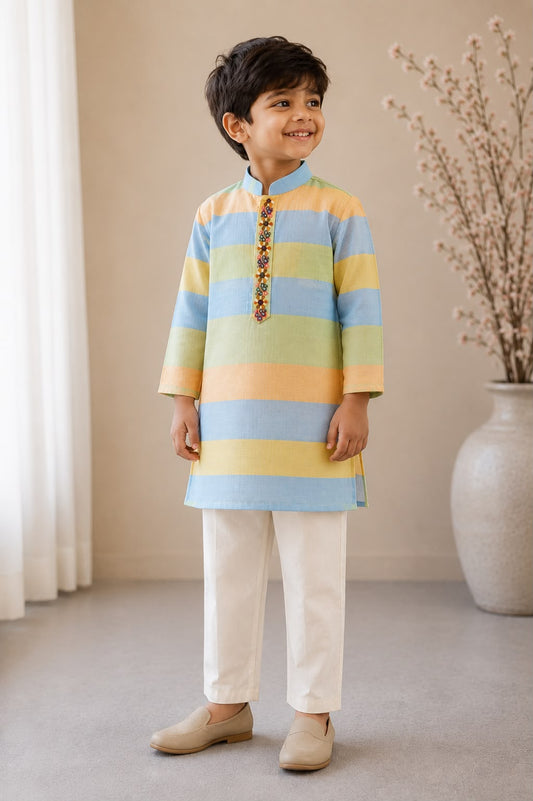 Boy Gulbahar Kurta Set - Blue