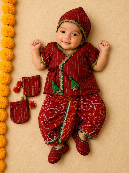 Baby Nawabi Jamna Set -Red