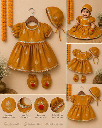 Baby Girl Banarsi Jamna Set -Orange