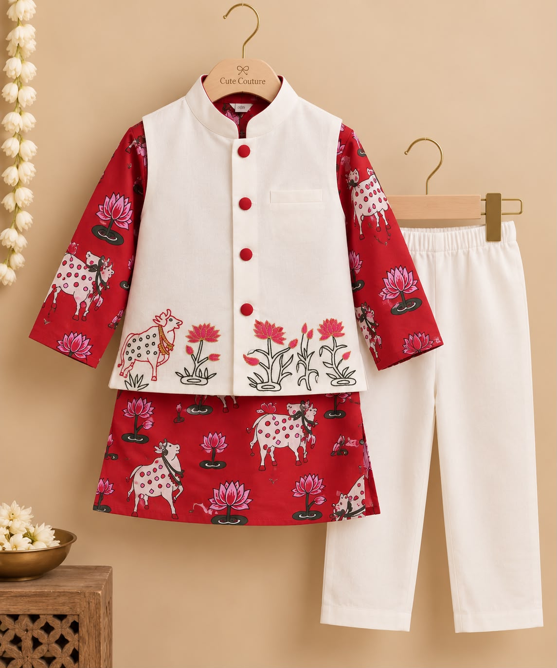 Boy Rang and Raas 3Pc Bundy Set-Red