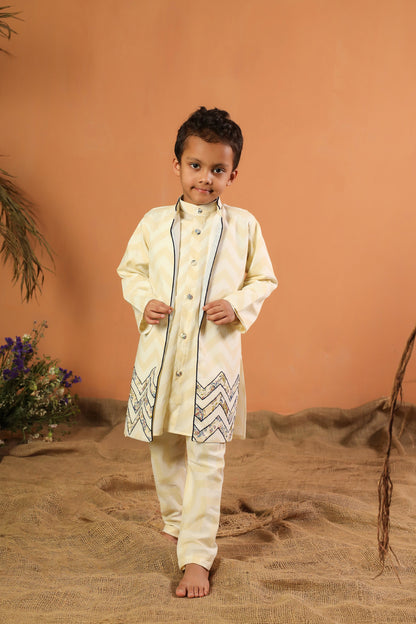 Boy Floral Bundi Set - Beige