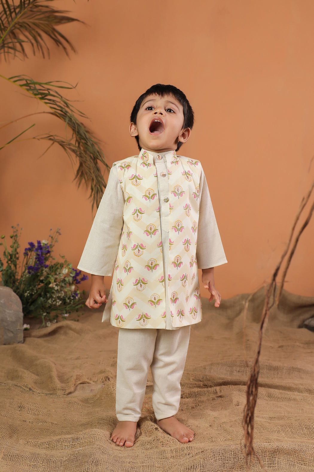 Boy 3 Pc Bundi Set - Beige