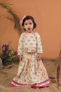 Girl Floral Skirt Top Set - Beige