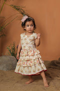 Girl Floral Tiered Frock - Beige