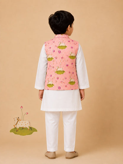 Boy Pichwai 3Pc Bundy Set-Pink