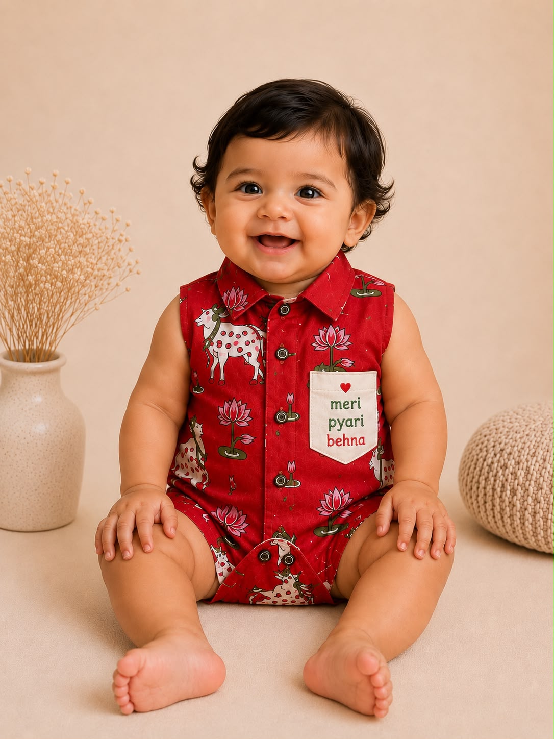Baby Meri Pyari Behna Romper - Red