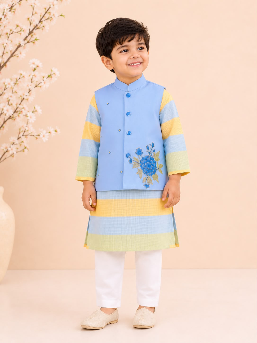 Boy Bahar Kurta Set-Blue