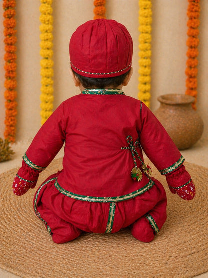 Baby Red Patola Jamna Set -Red