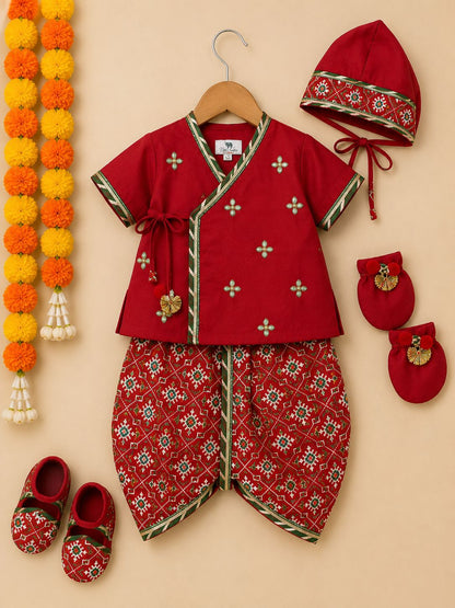 Baby Gottapatti Patola Jamna Set -Red