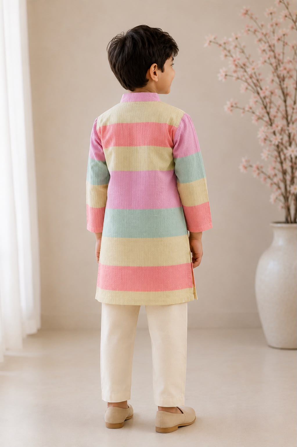 Boy Gulbahar Kurta Set - Pink
