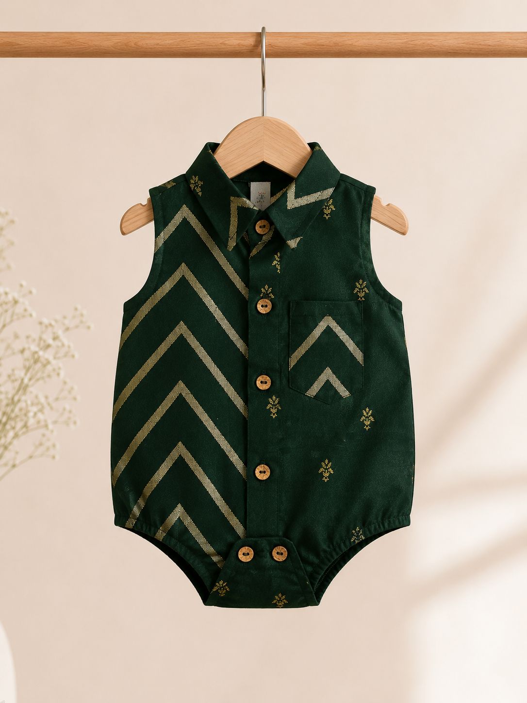 Baby Rajkumar Romper - Bottle Green