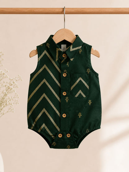 Baby Rajkumar Romper - Bottle Green