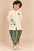 Boy Mithas Dhoti Kurta Set- Beige and Green