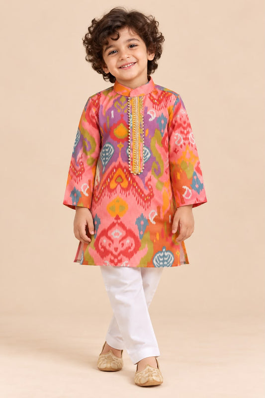 Boy Mithaas Kurta Set - Peach