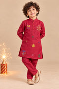 Boy Pataka Kurta Set-Red
