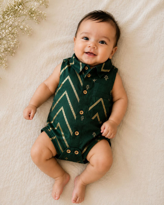 Baby Rajkumar Romper - Bottle Green
