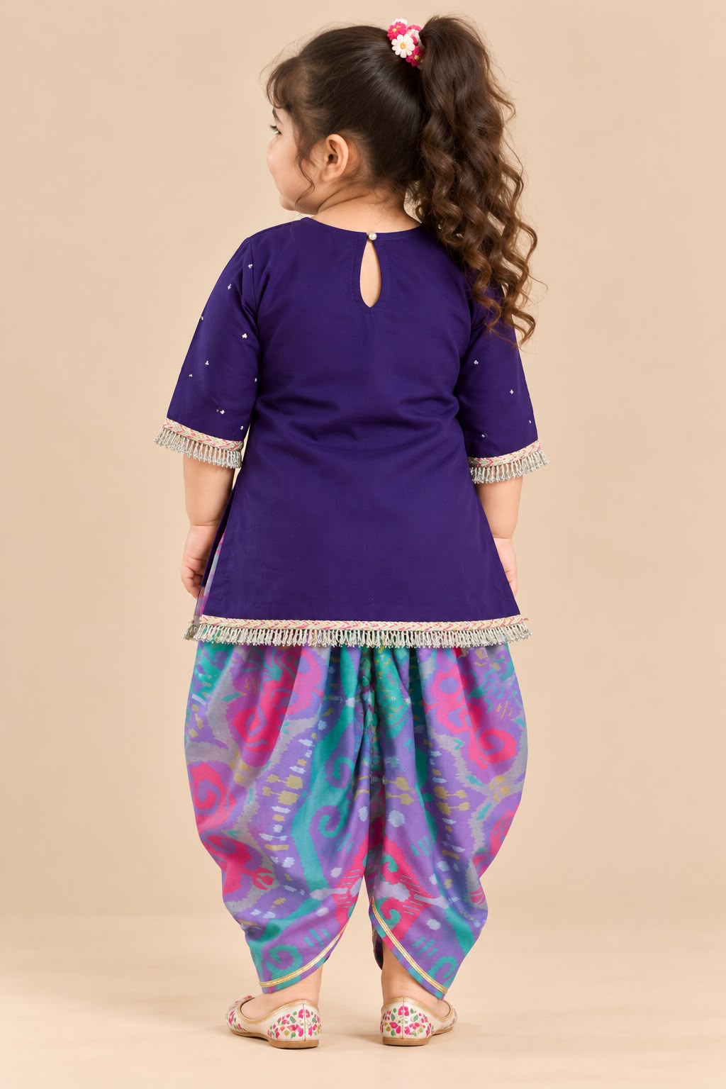 Girl Mithaas Kurta Dhoti Pant Set-Purple