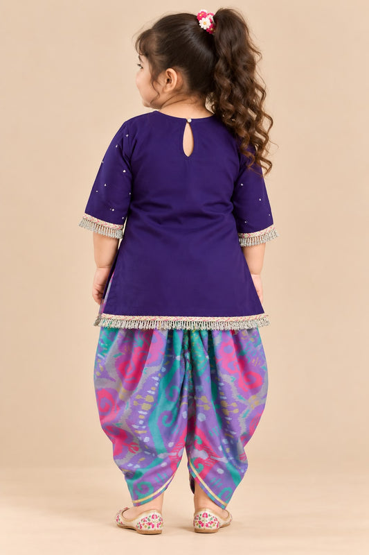 Girl Mithaas Kurta Dhoti Pant Set-Purple