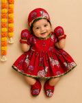 Baby Girl Pichwai Jamna Set - Red