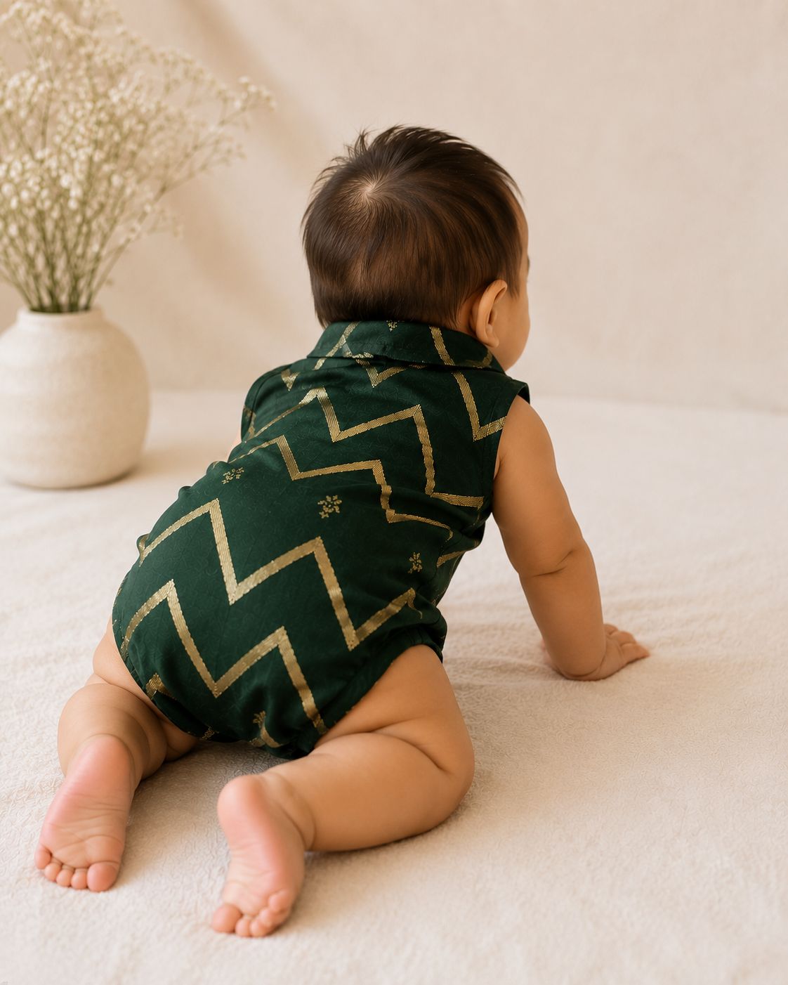 Baby Rajkumar Romper - Bottle Green