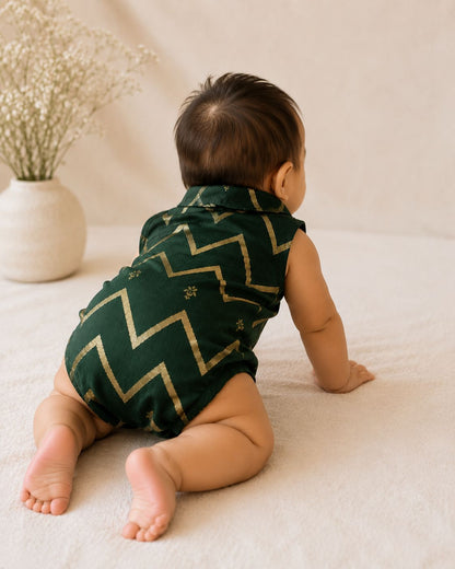 Baby Rajkumar Romper - Bottle Green