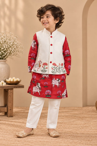 Boy Rang and Raas 3Pc Bundy Set-Red