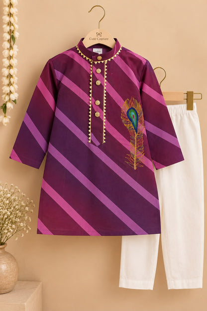 Boy Raas and Rang Kurta Set - Purple