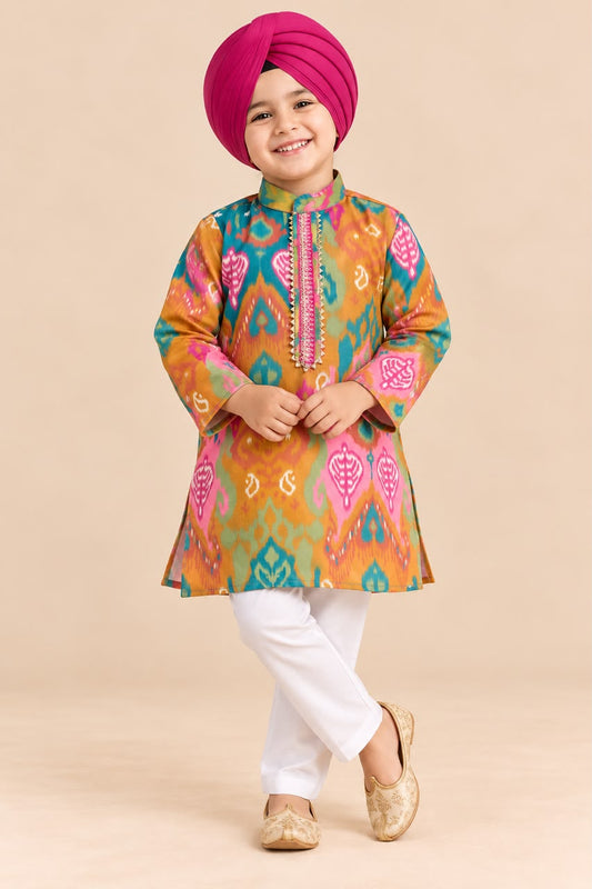 Boy Mithaas Kurta Set - Mustard