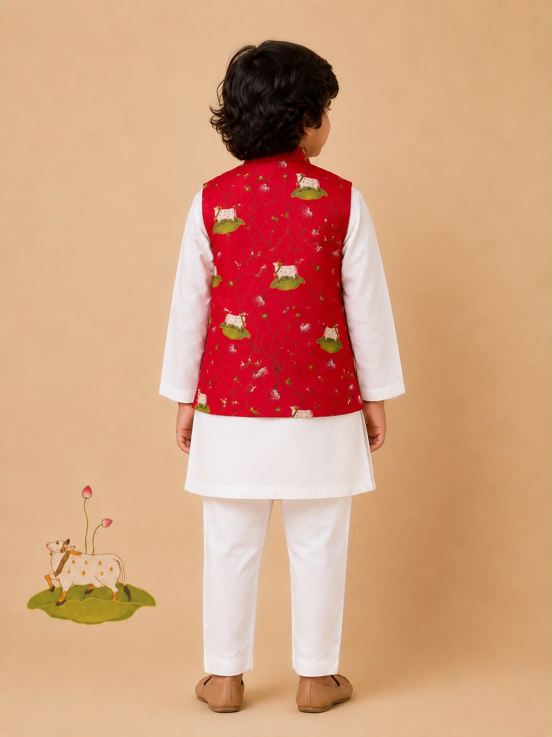 Boy Pichwai 3Pc Bundy Set-Red