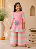 Girl Gulbahar Kurta Pallazo Set - Pink