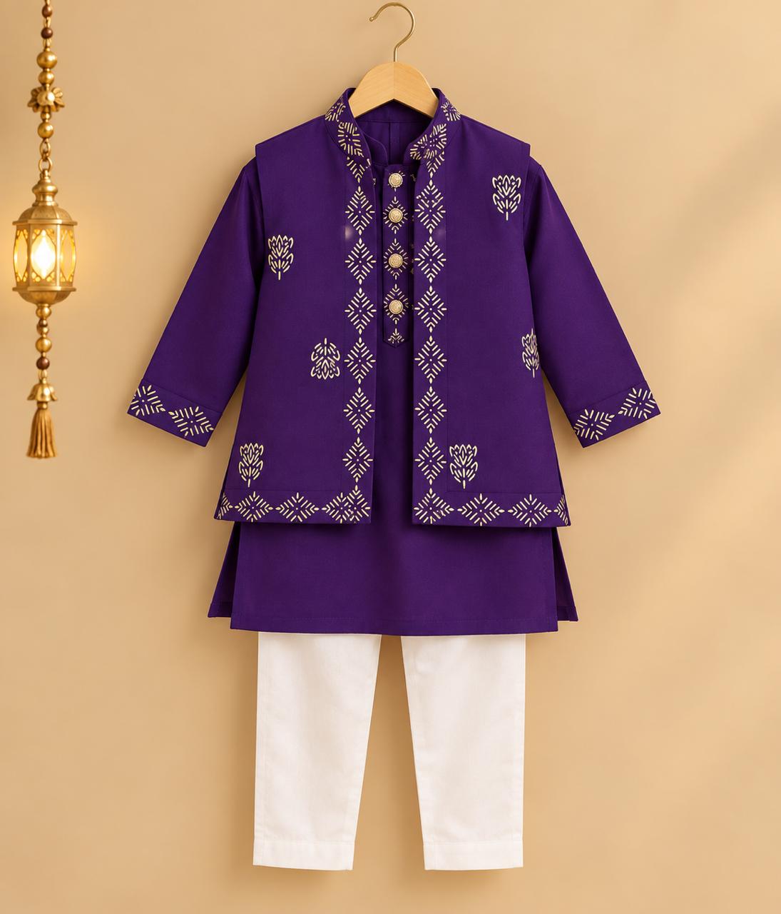Boy Sitaara 3Pc Bundy Set-Purple