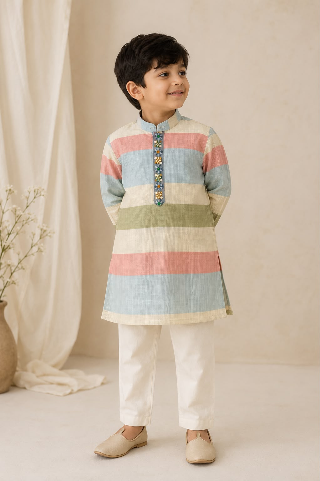 Boy Gulbahar Kurta Set - Green