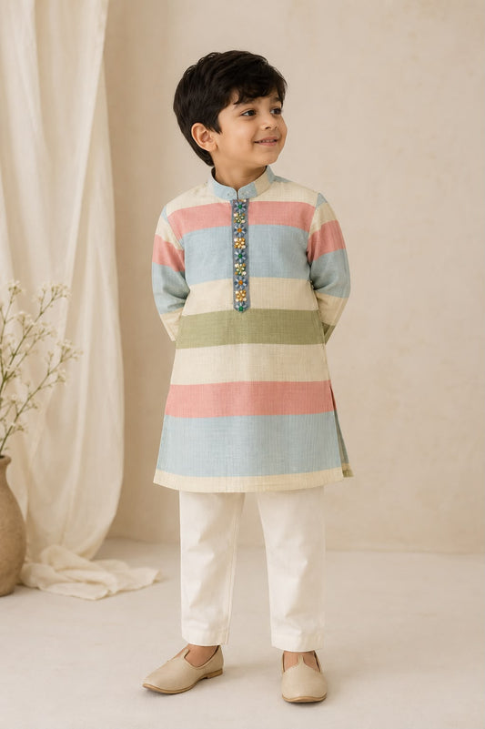 Boy Gulbahar Kurta Set - Green