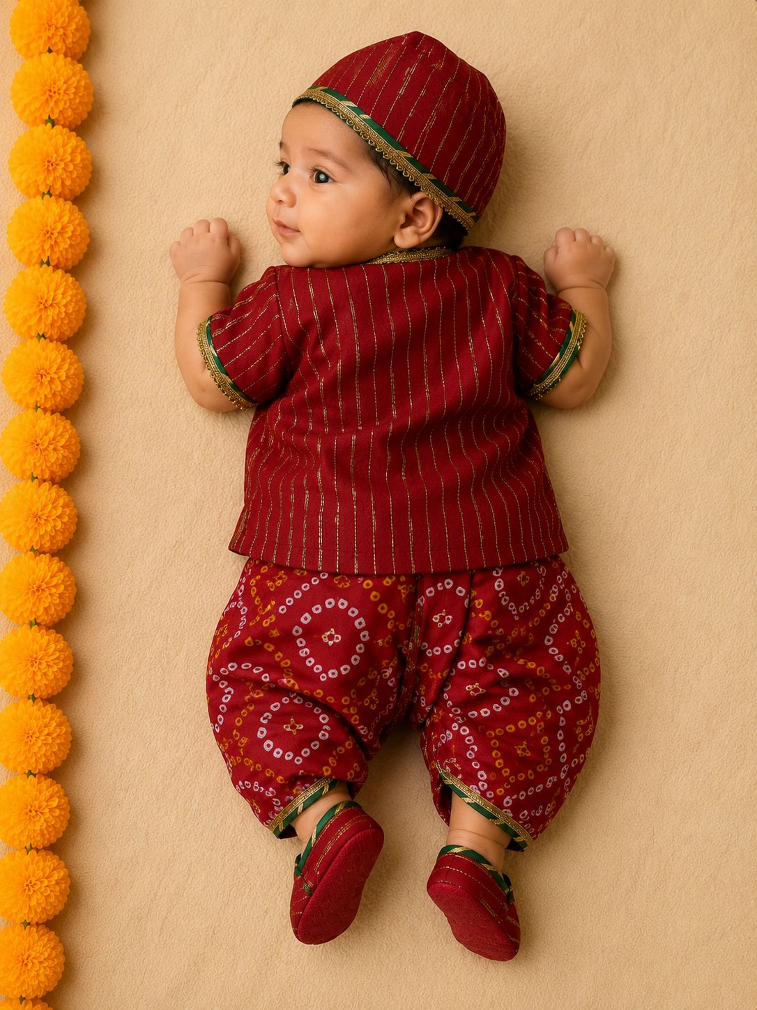 Baby Nawabi Jamna Set -Red