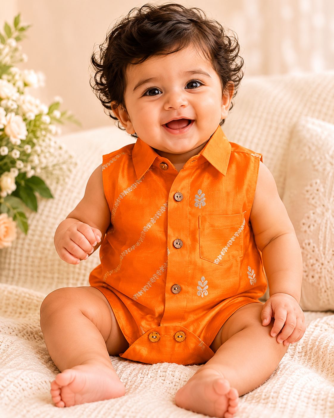 Baby Rajkumar Romper - Orange