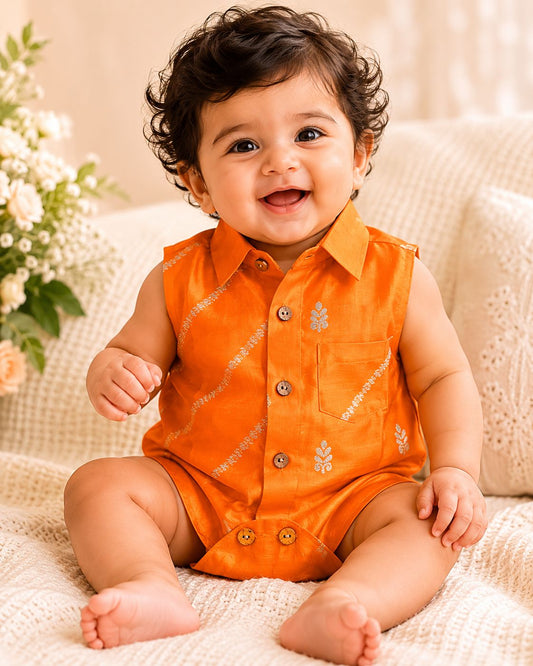 Baby Rajkumar Romper - Orange