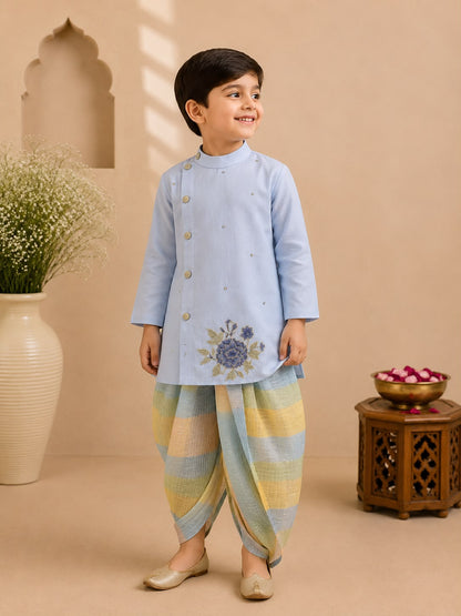 Boy Gulbahar Dhoti Kurta Set- Blue