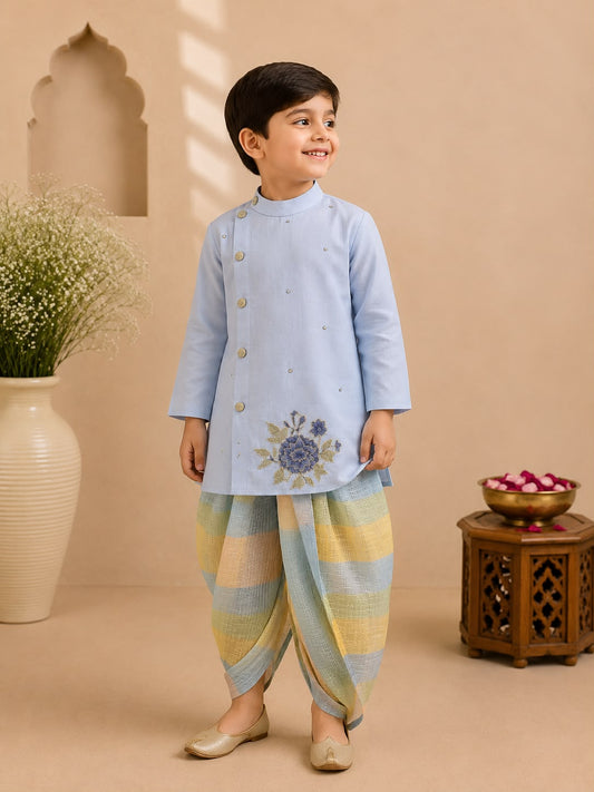 Boy Gulbahar Dhoti Kurta Set- Blue