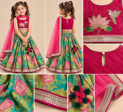 Girl Mithaas Skirt Top Set - Green