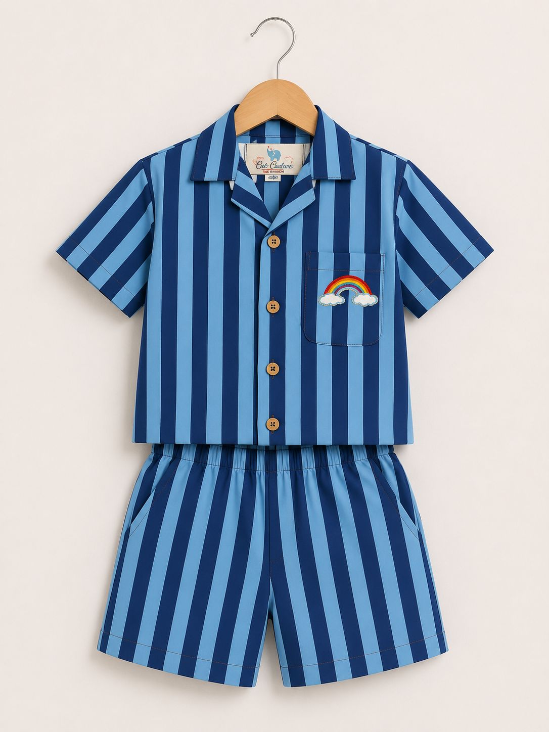 Rainbow Stripes Coord Set -Blue