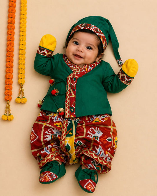 Baby Pachrangi Jamna Set -Green