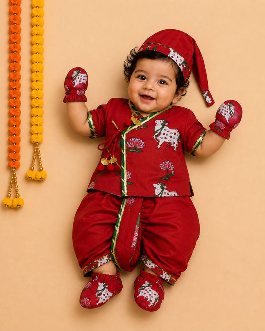 Baby Pichwai Jamna Set -Red