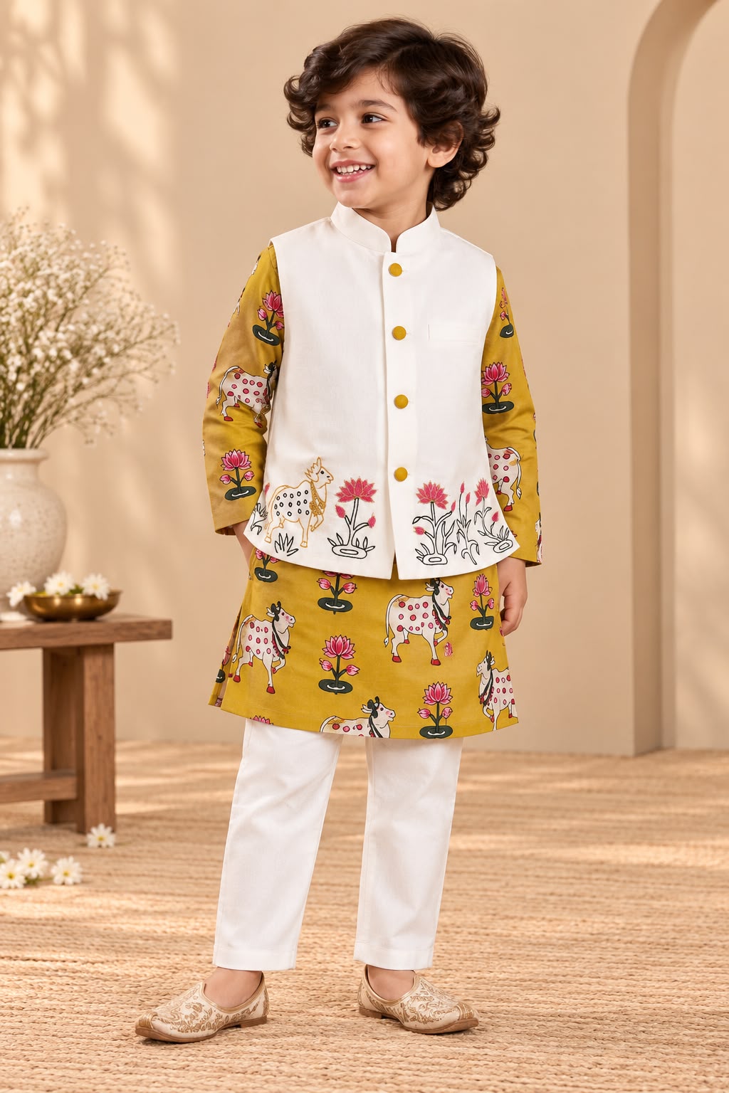 Boy Rang and Raas 3Pc Bundy Set-Mustard Yellow