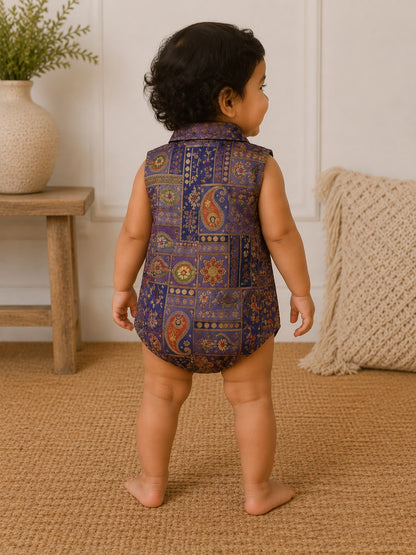 Baby Rajkumar Banarsi Romper - Purple