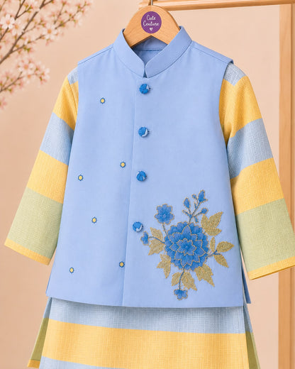 Boy Bahar Kurta Set-Blue