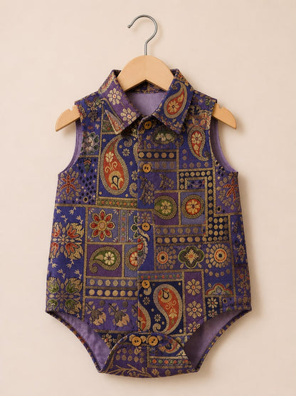 Baby Rajkumar Banarsi Romper - Purple