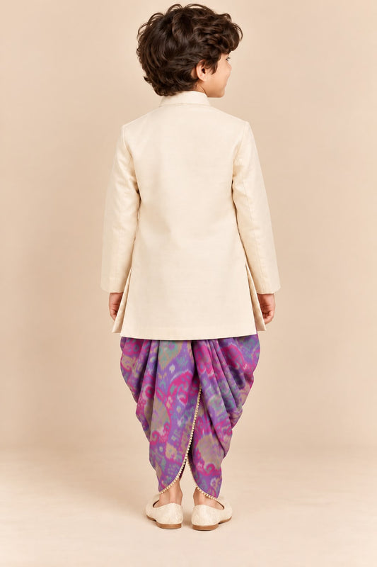 Boy Mithas Dhoti Kurta Set- Beige