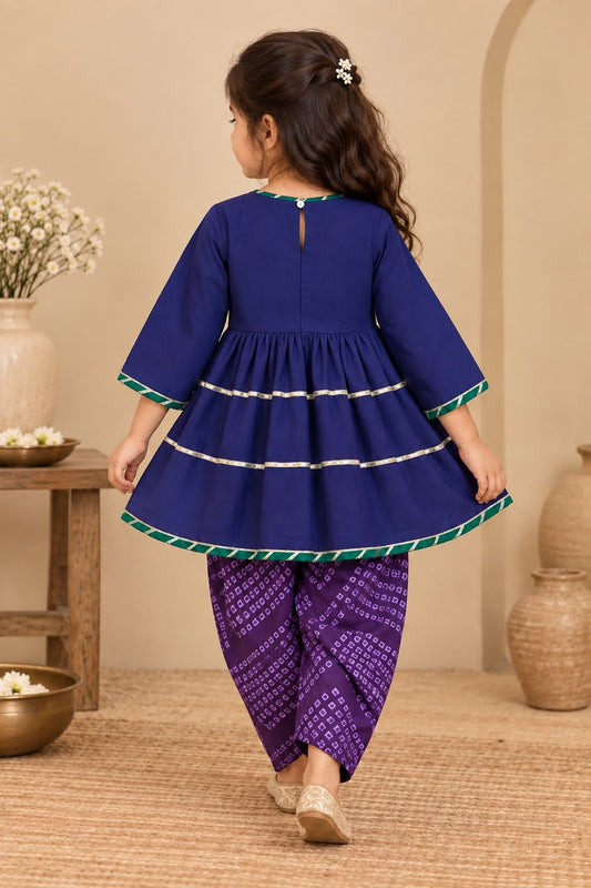 Girl Raas Rang Rani Peplum Kurta Dhoti Set- Purple