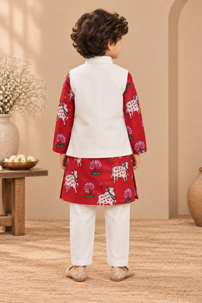 Boy Rang and Raas 3Pc Bundy Set-Red